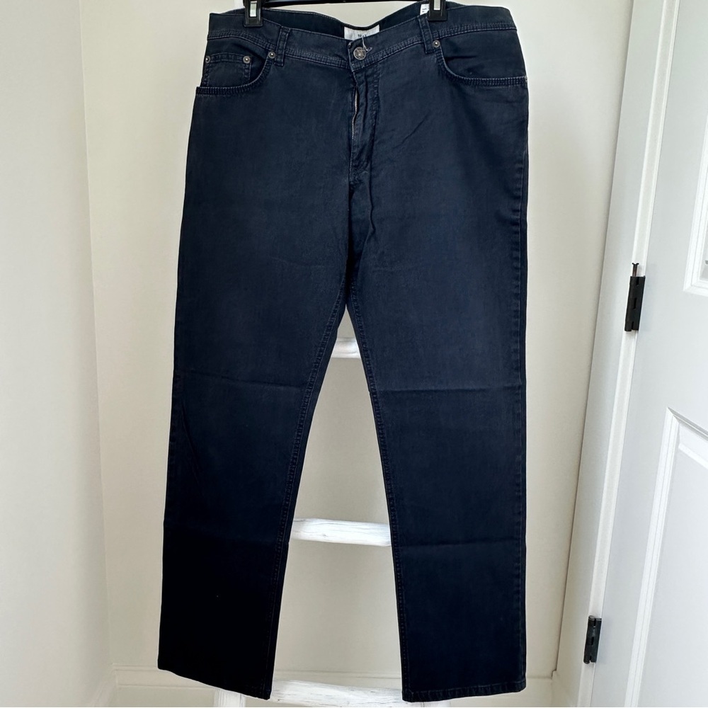 Brax Men’s Cooper Regular Fit Micropattern Five Pocket Navy Pants Size 38